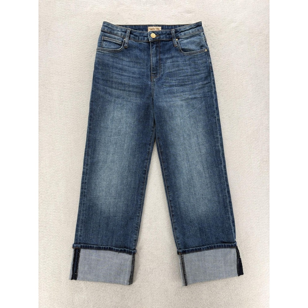 KUT From The Kloth Sienna Wide Leg Jeans Womens 4 Blue Med Wash High Rise Crop